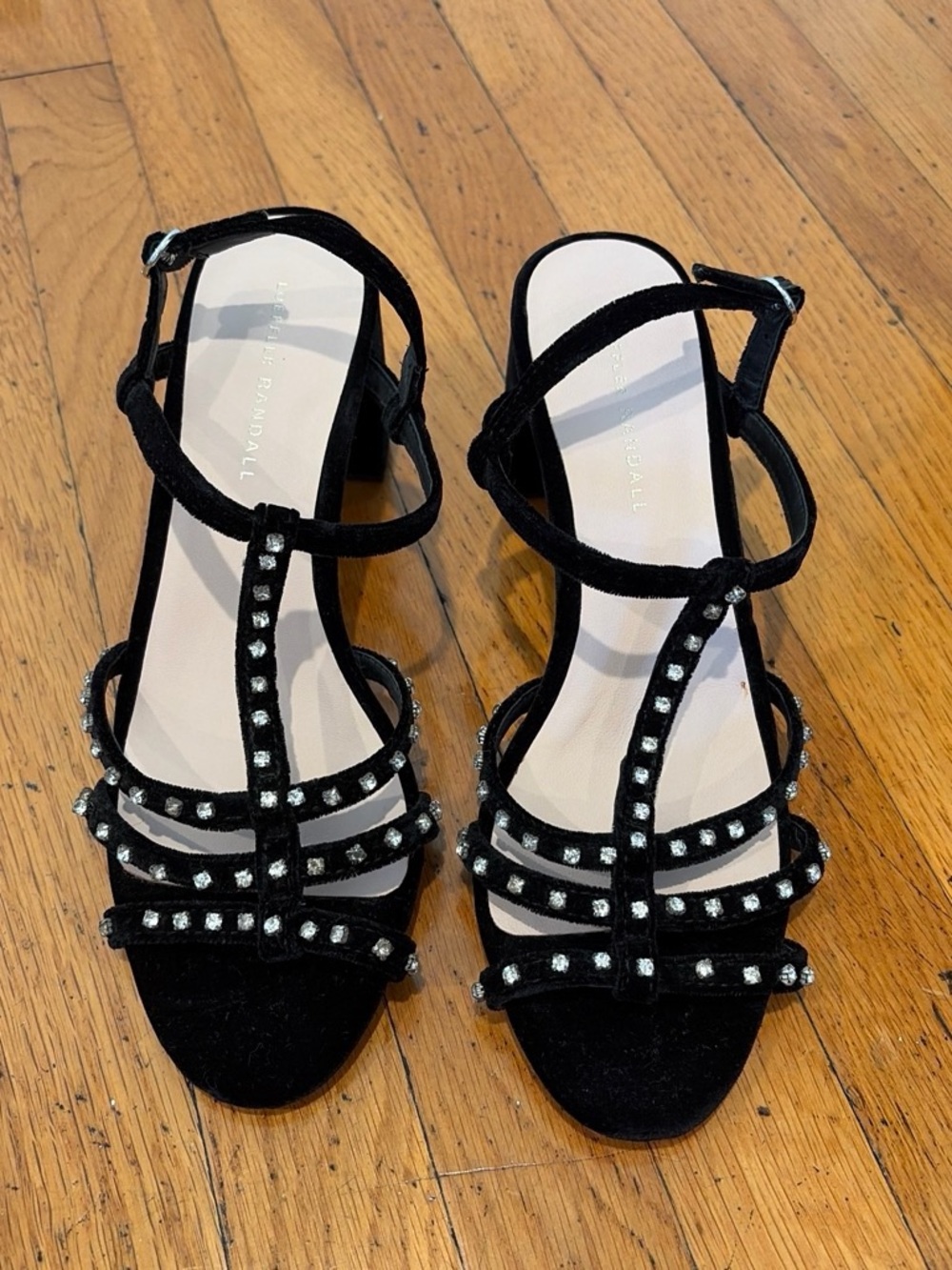 LOEFFLER RANDAL Black Embellished Strappy Sandals - Women's